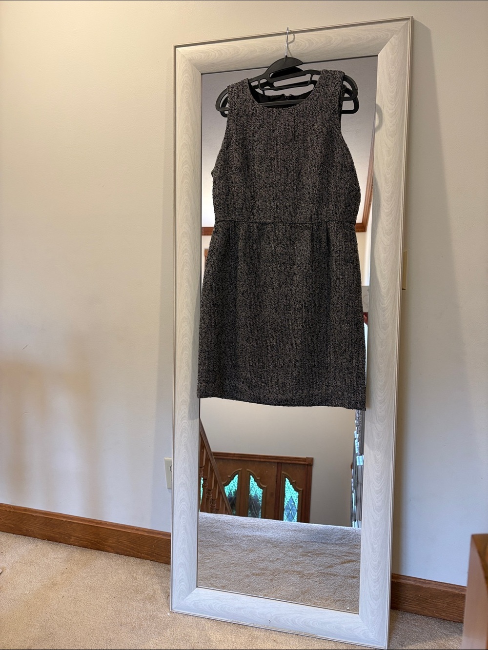 J. Crew Black and White Tweed Sleeveless Sheath Dress